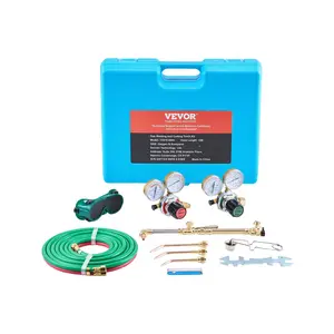 fathersdaygift VEVOR Oxygen Acetylene Torch Kit, Gas Welding Cutting Torch Kit, 14PCS Portable Oxy Acetylene Brazing Set with 177'' Long Twin-Hose, Cutting Nozzle, 3 Welding Tips Carry Case (without Gas Cylinder)