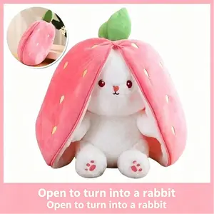 Strawberry Bunny Plush Toy – Cute Kawaii Rabbit Doll with Strawberry Design, Soft & Cuddly Stuffed Animal, Cozy Comfort Plushie, Perfect Gift for Kids & Girls, Room Decor & Party Favor