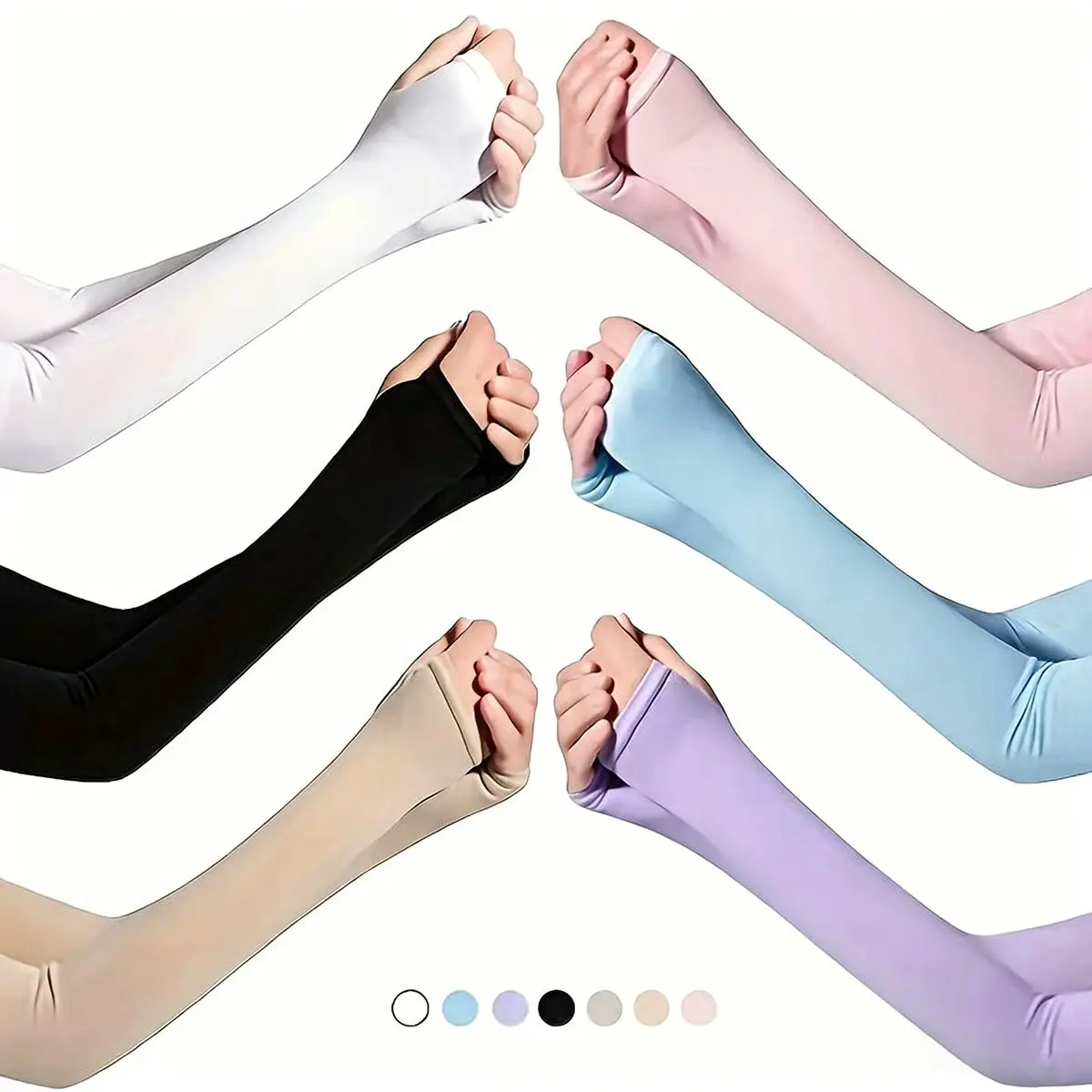 Men & Women's 5-Pcs Sun Protection Cooling Arm Covers - Protective Compression Upper Arm Sleeves for Football, Golf, Protective Arm Sleeves