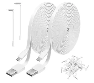 2 Pack 20FT Power Extension Cable Compatible with Wyze Cam V4,Wyze Cam v3,Wyze Cam Pan,WYZE Cam OG,NestCam Indoor,Blink,Amazon Cloud Camera,USB to Micro USB Durable Charging and Data Sync Cord(White)