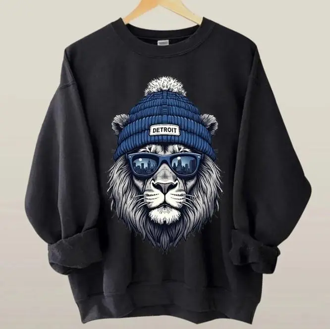 Detroit Mascot Football Crewneck Sweatshirt, Trendy Game Day Crewneck, Detroit Football Fans