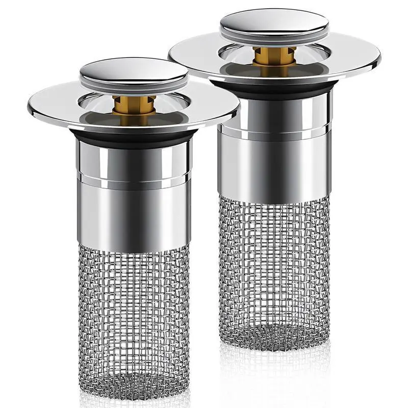 Odor proof filter Bathroom Sink Drain Stopper-PopUp Drain with Stainless Steel Filter Basket Hair Catcher, Universal Replacement for 1.1-1.45 Inch Sinks