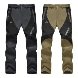 2 PACK GOPUNE  Men's Waterproof Pants Insulated Cold weather Hiking Winter Snow Ski Softshell Outdoor Pants Zipper Pockets Climbing Thermal Jogger Trousers Thermal Lined