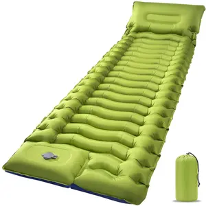 Sleeping Pad, Ultralight Camping Mattress with Pillow, Built-in Foot Pump Inflatable Sleeping Pad Compact for Camping Backpacking Traveling Hiking Tent, Single, Green