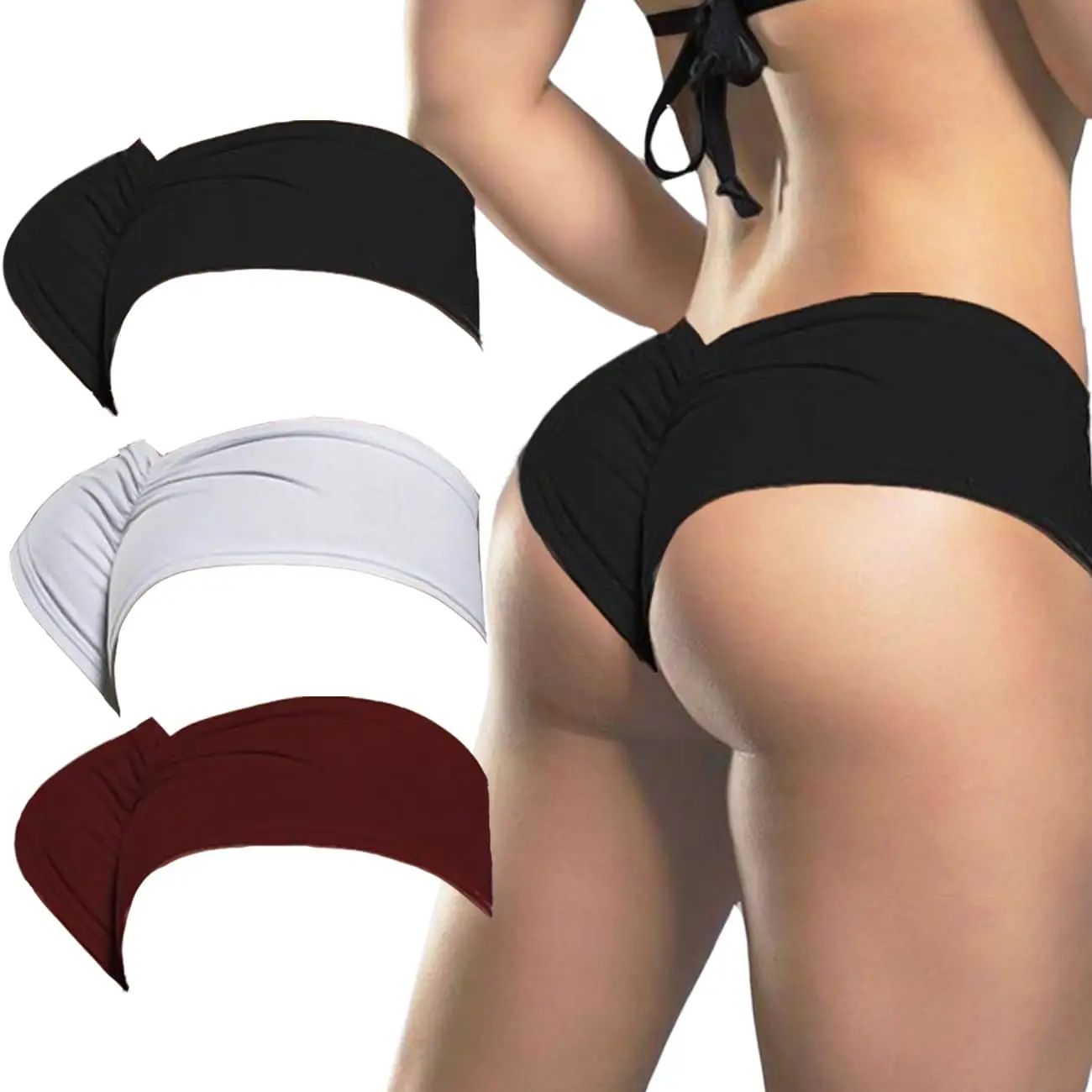Women's Sexy Sports Briefs Ruched Butt Lifting Panties Half Back Soft Active Yoga Underwear 3 Pack JinhuanXuan SHOP