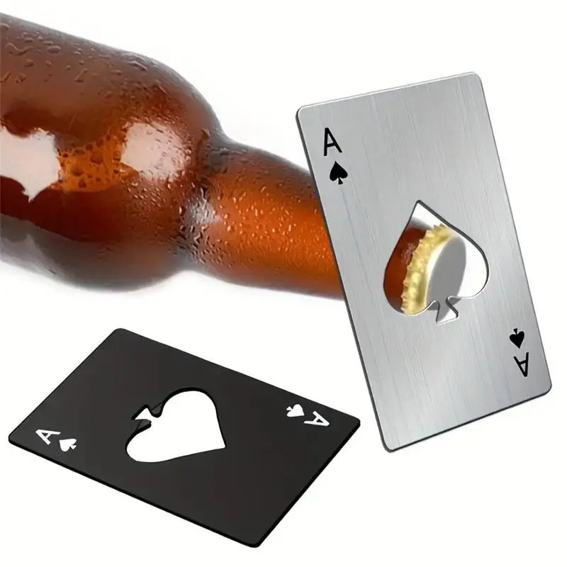 Stainless Steel Poker Card Design Bottle Opener, 1 Count Portable Compact Multipurpose Beer Soda Cap Opener, Durable Bottle Opener for Event Party