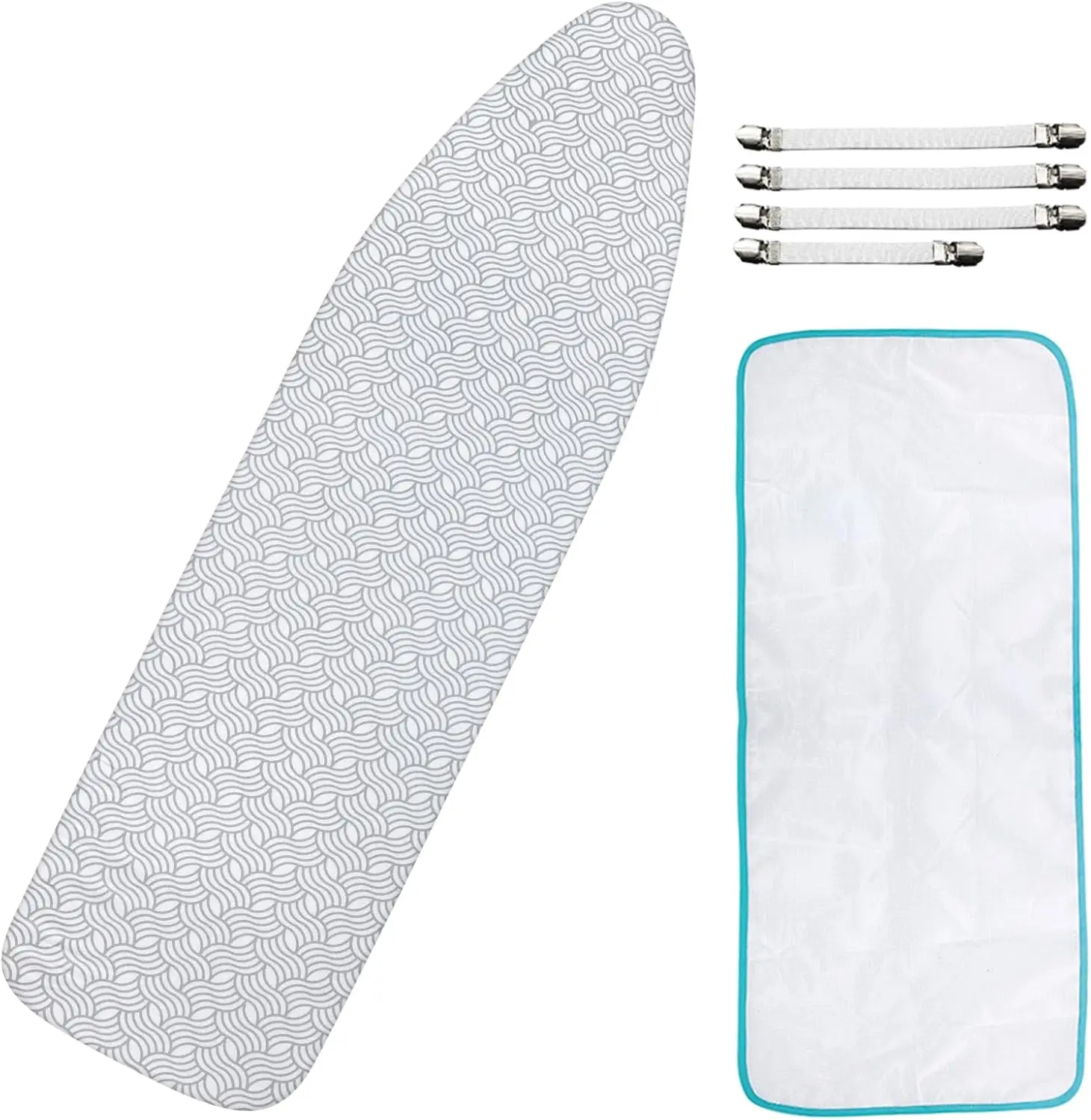 Ironing Board Cover and Pad, 15" x 54", Thick Padding, Elastic Edge, Scorch & Stain Resistant, Includes Fasteners & Mesh Cloth