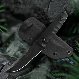 Outdoor Knife,High Hardness Fruit Knife, G10 Handle,Camping,Hiking,Fishing Tool with Sheath, Straight Blade,Sharp Black Tip,Men's gift