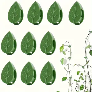20pcs, Plant Wall Fixture Clips for Climbing Plants Invisible Vine Traction Support Holder with 24pcs Adhesive Stickers Fixing for Indoor Outdoor Garden Decorations (Green Leaf)
