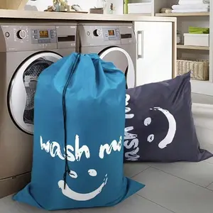 Wash Me Face Print Drawstring Laundry Bag | Large Portable Dirty Clothes Storage