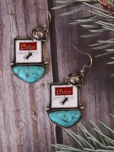 Bohemian Western Style Turquoise Earrings, Vintage Drop Earrings, Craftsmanship, Daily Wear, Party Jewelry, Perfect Gift for Cowboy Lovers
