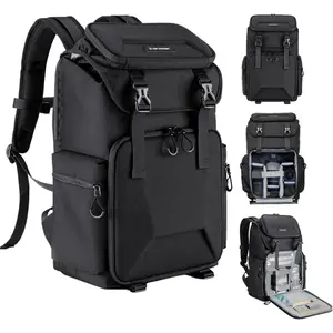 K&F CONCEPT Shockproof Hard Shell Camera Backpack - Large Size, Anti-Theft Zips, Protection, 15.6" Laptop Fitted Compartment, Tripod Holder, Rain Cover, Large Capacity for Photography