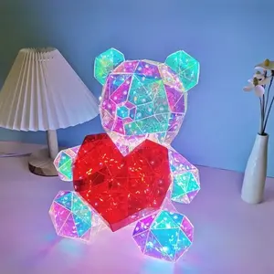 Colorful Teddy Bear Doll Gift Lamp, Sparkling Romantic Surprise LED Light, Heart Shape Light, Perfect for Girls' Birthdays & Valentine's Day, Bedroom Decor, LED Home Decor