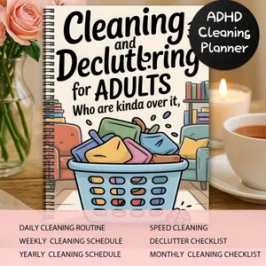 1 Aesthetic ADHD Cleaning Planner Spiral Notebook, Adhd Cleaning And Decluttering, Household Cleaning Schedule and Checklist, Daily/Weekly/Monthly Home Management Notebook, Housekeeping Log for Homemakers, Home Organization System, Daily Task Management