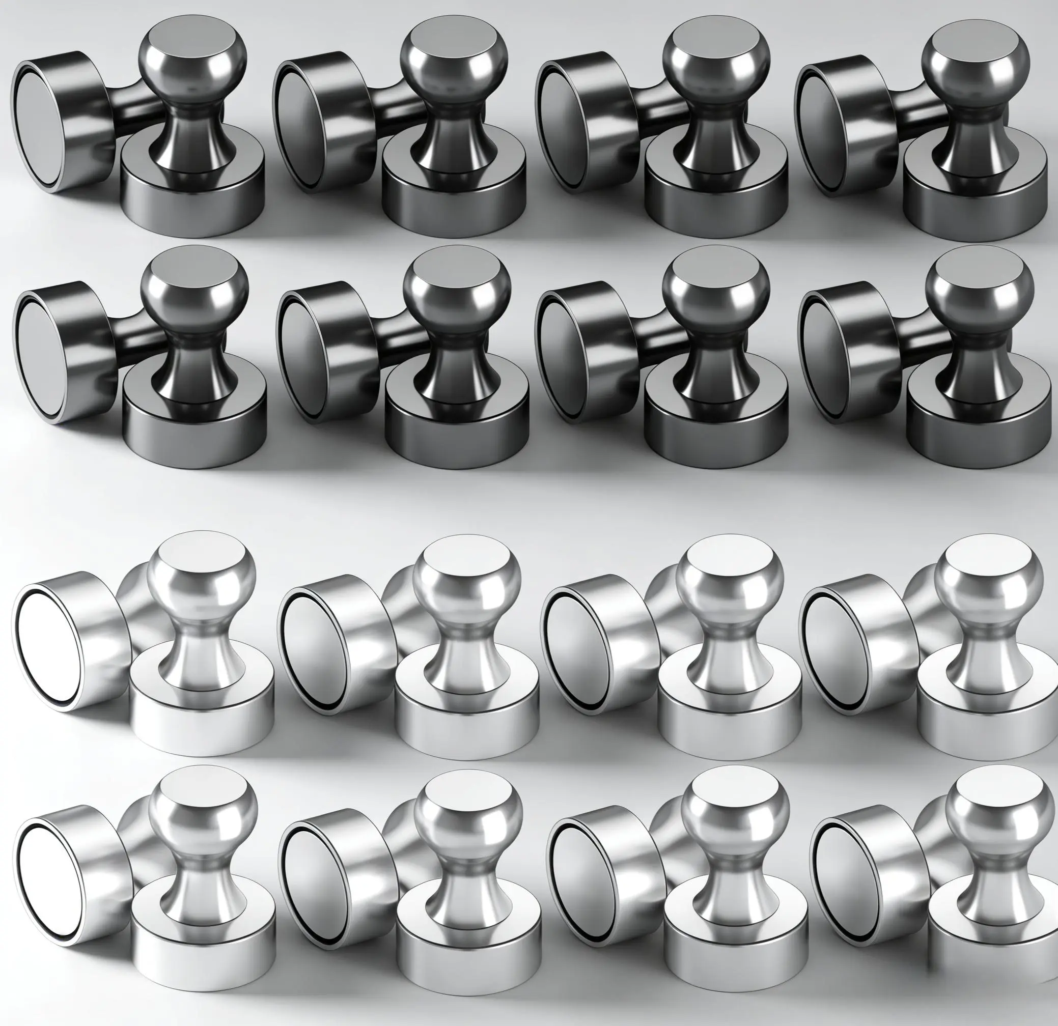Brushed Nickel Strong Magnet Thumbtacks (0.47x0.47in) - Black Metal, Easy Grip, Magnetic Design, Strong Magnetic Hold - Home Improvement Kitchen Fixture Accessories for Refrigerators, Whiteboards