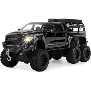 Toy Pickup Truck Suitable for Boys Aged 3 and Above 1/24 Die-cast Pickup Truck Toy Car with Lights and Sounds Metal Car Model Toy Suitable for Children Aged 3-12 Birthday Gift (Black)