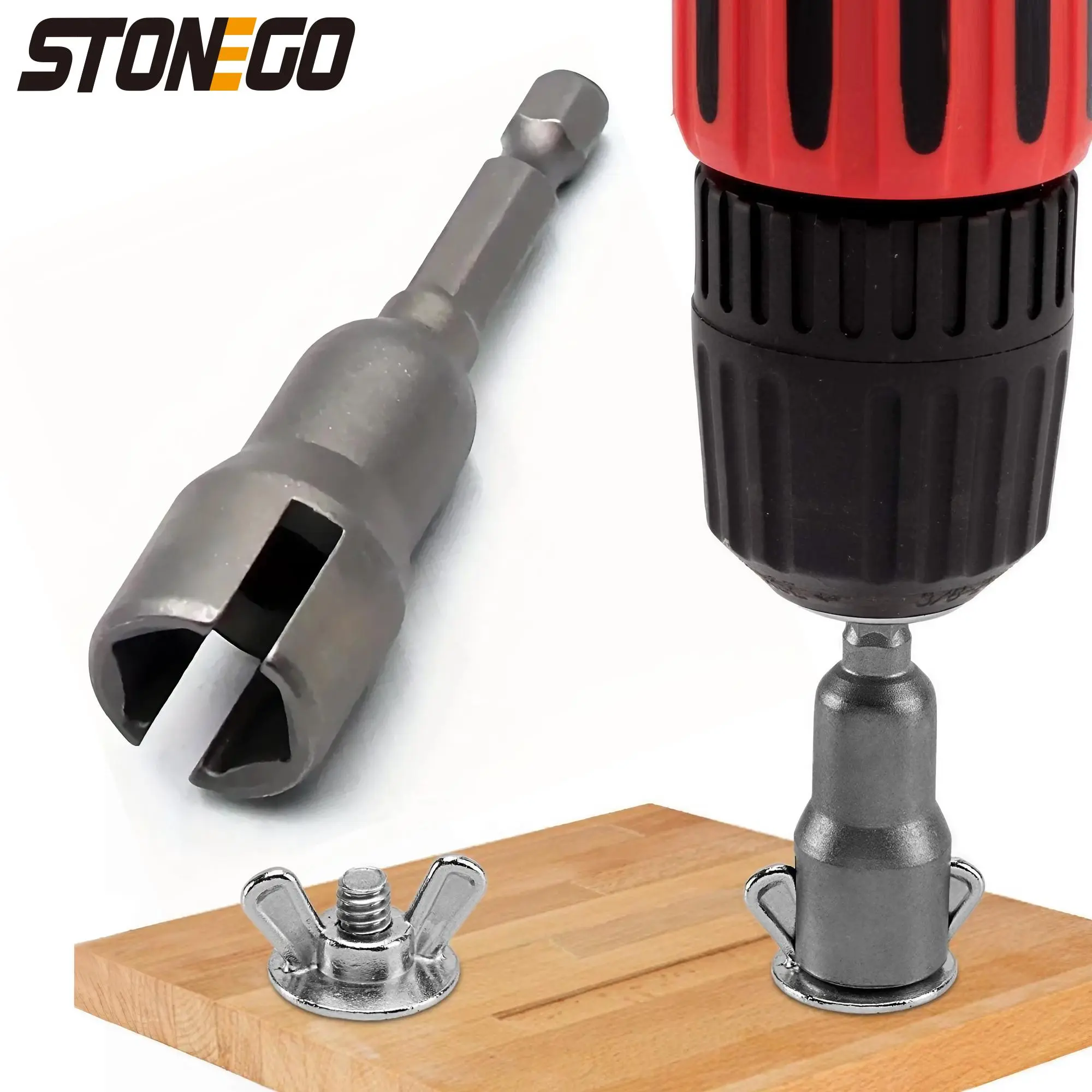 Slot Wing Nut Drill Bit Socket Wrench Tool Set, 1/4 Inch Hex Shank for Panel Nuts Screws Hooks Bolts, 1 Piece/2 Pieces, High Quality Heavy Duty Hardware