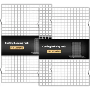 Cooling Rack for Baking, Set of 2 Stainless Steel, 16x10 Inches Baking Rack Oven Safe Grid Wire Racks for Roasting, Grilling, and Drying, Oven Safe and Dishwasher Friendly