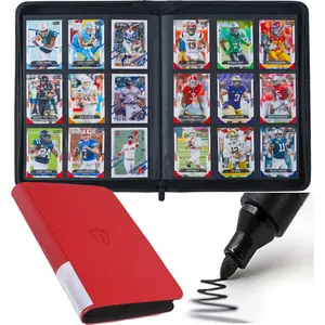 Joyfolio Premium 360-Pocket Trading Card Binder, 9-Pocket Cards Album, Waterproof PU-Leather Cover Album With Side Loading, Holds Gaming, Baseball, Basketball & Sports Cards (Red)