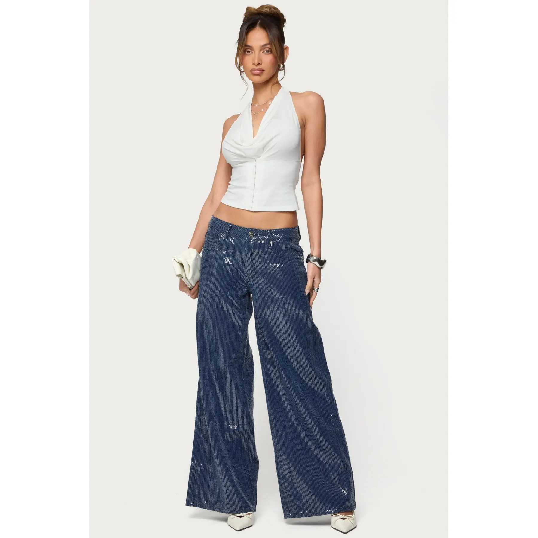 Mirella Sequin Low Rise Baggy Jeans