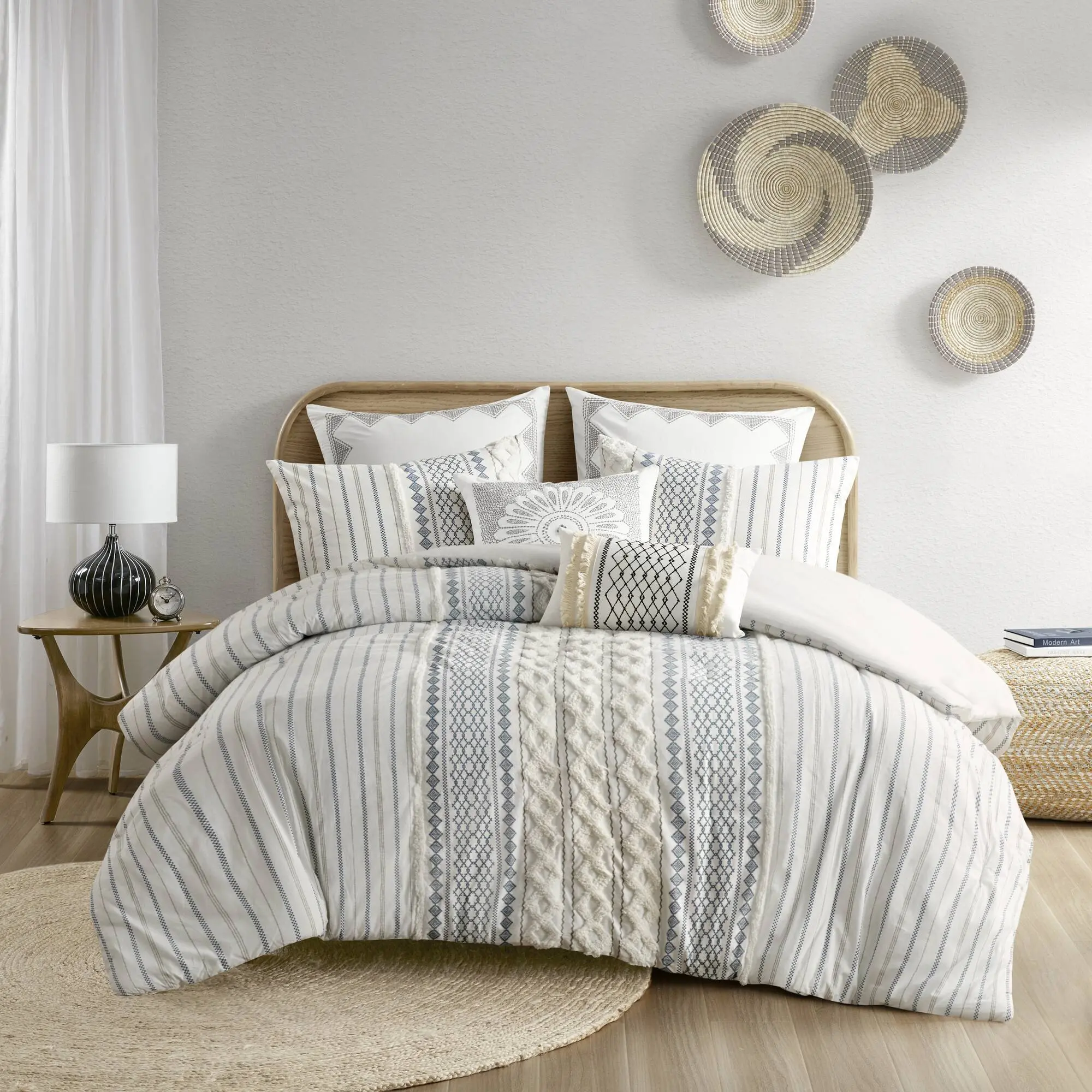 Cotton Printed King-Size Bedding Set with Chenille Accents, Comforter Included, Bedding Sets