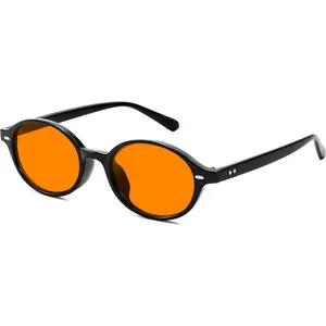 FEISEDY Retro Oval Sunglasses for Women 90s Narrow Round Lightweight Shades Y2k Trendy Sunnies B1171