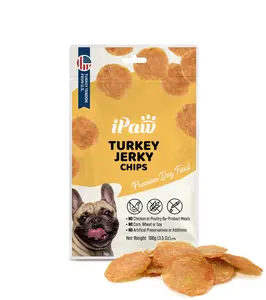 iPaw - Turkey Jerky Chips, Ingredient Sourced from USA, Dog treats, Dog snack, Chews, allnatural dogtreats , 3.5oz Training