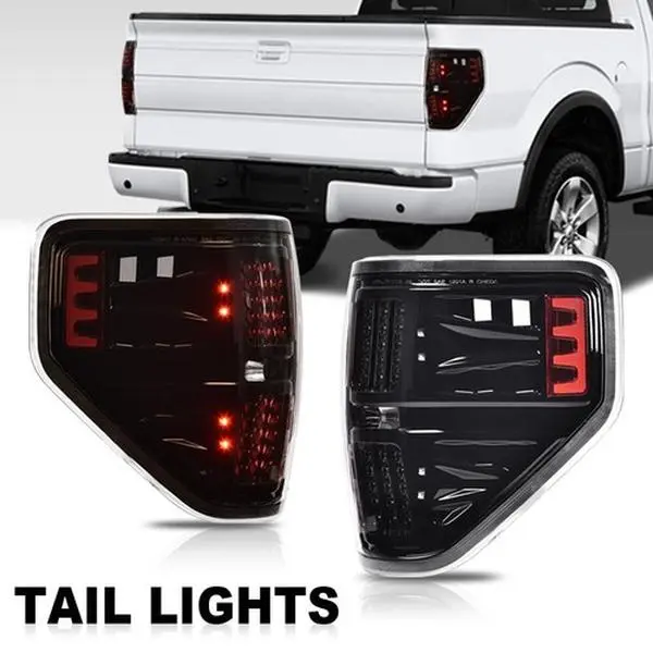 G-PLUS Tail Lights Fit For 2009-2014 Ford Pickup F150 Clear LED Tail Lights Lamps Passenger + Driver
