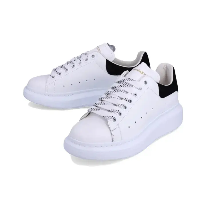 Black And White Contrast Thick Sole Shoes, Versatile Elevated Leather White Sneakers Lace Up Daily Footwear For Men Women