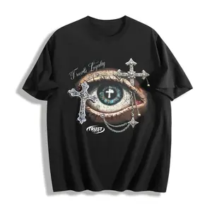 Eye & Cross T-Shirt, Gifts Shirt, Unisex Vintage Graphic Tees Gothic Grunge Y2k Emo Scene Amity Affliction Style Clothes Men Women Streetwear