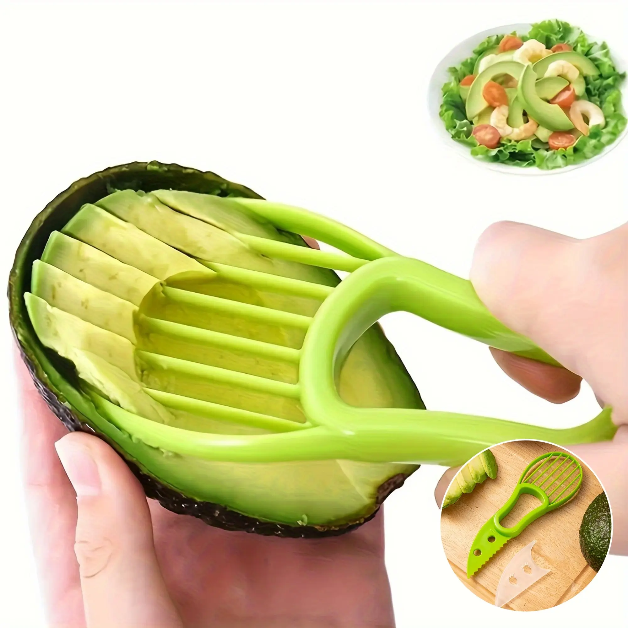 Avocado Pitter Slicer Cutter, Dual-Function Kitchen Tool, Efficient Avocado Corer & Slicer, Essential Cooking Accessory, Kitchen Gadget, Kitchenware