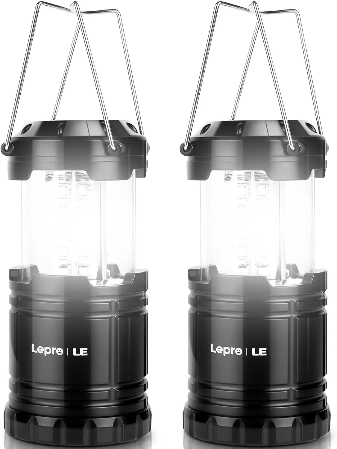 LEPRO High Lumen LED Camping Lantern - 190 Lumens Battery-Powered, Compact Collapsible, IPX4 Waterproof Outdoor Flashlight, Blackout Ready Camping Accessories
