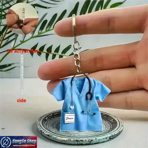 Stethoscope-Shaped Nurse Keychain, 2D Flat Hospital ID Card Holder, Portable Nursing Accessory, Medical Pendant Keychain for Nurses, Medical Staff and Nursing Graduates, Daily Use Gift Item