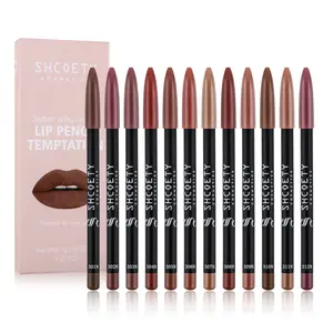 Long Lasting Matte Lip Liner Set, 12pcs/set Waterproof Lip Liner Pencil, Easy Coloring Lipstick Pen, Suitable for All Occasions Lip Makeup, Cosmetic Lip Liner Kit, Lip Liner Stain Peel