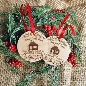 Personalized New Home 1 Layered - Wood Ornament, Custom Address First Home Christmas Decoration, Housewarming Gift Keepsake, Christmas Gift, New House Gift