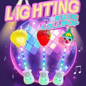 Colorful Light Music Lollipop | Music + Light Dual Modes | Bone Conduction Technology | Halal Certified | Sugar Free | Strawberry / Peach / Lemon 3 Fruit Flavors | Strawberry / Clown / Shell 3 Shapes | Glowing Lollipop #SummerVibes