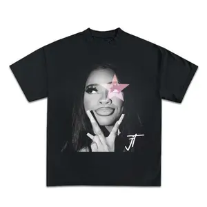180g 100 Percent Cotton Jt Signature Pink 1 Hard Light Star Graphic Tee Vintage Trendy Black Crewneck Round Neck Short Sleeve Unisex Top Casual Streetwear For Daily Wear Summer Ideal Gift For Women And Men Womenswear