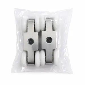 2pcs Four-Wheel Sliding Door Rollers, Stainless Steel Pulley Hardware with 23mm Wheels for Sliding Doors, Cabinets and Furniture