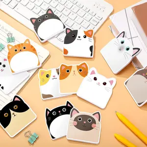 Creative Cat-Shaped Sticky Notes, High-Adhesive Tearable Planner Stickers, Reusable N Times Stickies for Note-Taking