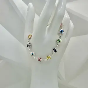 925 Flower Evil Eye Bracelet