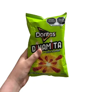 Dinamitas 10 Pack of Chile y Limon Normal Size Bags - Crispy & Crunchy Mexican Chips for Quick Snack Enjoyment Chilli