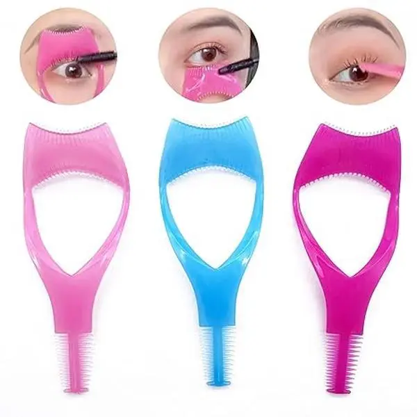 3-Pack 3-in-1 Mascara Shield Applicator - Cosmetic Makeup Tool for Adults, Lash Guard, Eyelash Separator for Flawless Upper & Lower Mascara Application, Fits All Skin Types, Ideal for Makeup & Lash Routines, Includes Lash Tools, 3 Pcs