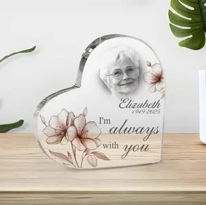 Personalized Memorial Heart Photo Plaque,Custom Memorial Heart Acrylic Photo Block,Bereavement Keepsake,Gift for Loved Ones