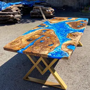 [OSO003] Olive Wood Epoxy Table custom epoxy river slab table, Executive Desk, Custom Large Epoxy River Table, Solid Wood Slabs Table, Large Computer Office Desk Workstation, Business Furniture for Home Office