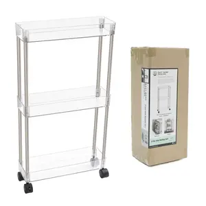 Chrome/Clear - Acrylic 3-Tier Cart