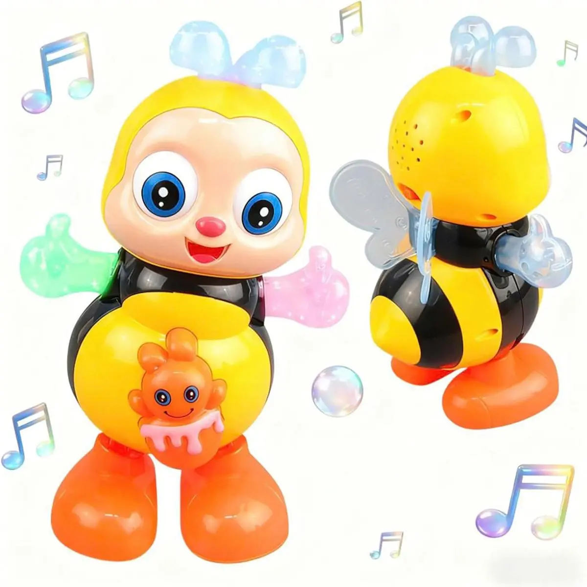 Dancing Bee Battery-Operated Interactive Language Toy - Brightly Colored, Musical Lights, Cartoon Elements, Preschool Sensory Learning Educational Play Toy, Interactive Language Toys