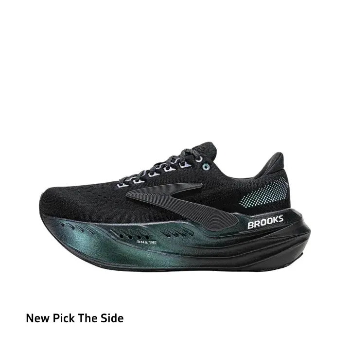 Brand New Sealed Unisex Breathable Perforated Knit Mesh Running Sneakers All Black Iridescent Teal Gradient Thick Cushion Midsole Lightweight Shock Absorbing Marathon Long Distance Jogging Performance Athletic Shoes with Original Shoe Box