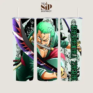 The Sip District. Roronoa Zoro 20oz 40oz Handle Tumbler  OP – Pirate Hunter Anime Stainless Steel Travel Mug, Santoryu Sword Style Cup, Double Wall Thermal Drinkware, Large Iced Coffee Tumbler, Otaku Gift for Anime Fans