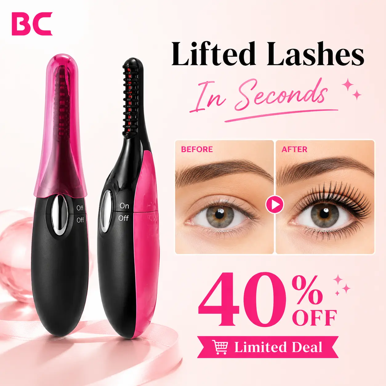 Heated eyelash curler, electric eyelash curling device, long-lasting curl and natural lift, a beauty tool that works well with mascara and false eyelashes, an ideal gift for women, lasting curl effect, electronic eyelash curling beauty tool
