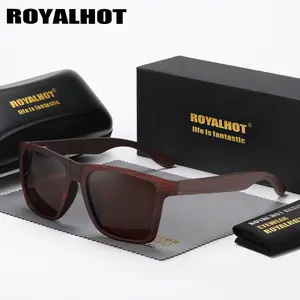 RoyalHot Unisex Multi-layer Wooden Handmade Sunglasses Classic Square Frame Polarized Sunglasses For Men And Women